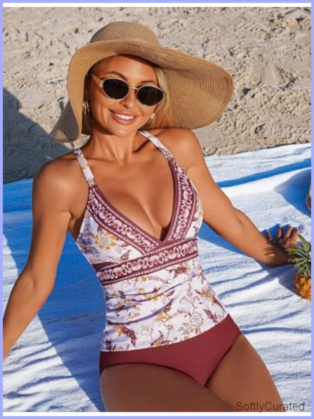 Tummy Control Tankini Set V-Neck Ruched Push Up Two Piece Swimwear Women